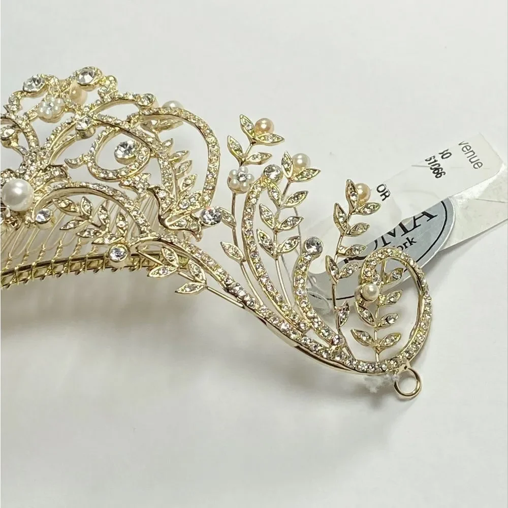 Homa Bridal 250 Crystal Gold Bridal Tiara Headpiece Hair Jewelry Wedding